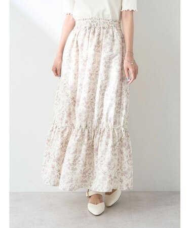 フラワーティアードテックスカート