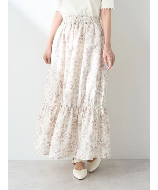 フラワーティアードテックスカート