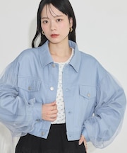 チュールレイヤードバックレースアップジャケット
