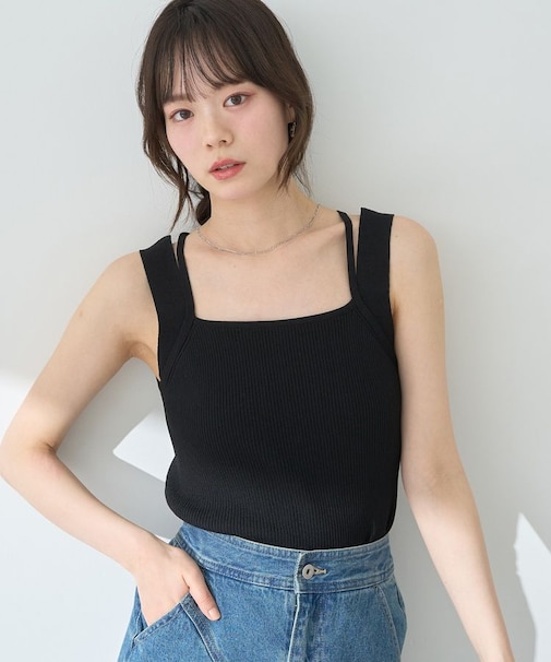 レイヤードニットタンクトップ