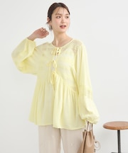 レーヨンレースデザインシャツ