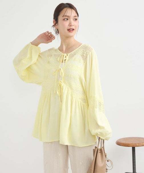 レーヨンレースデザインシャツ