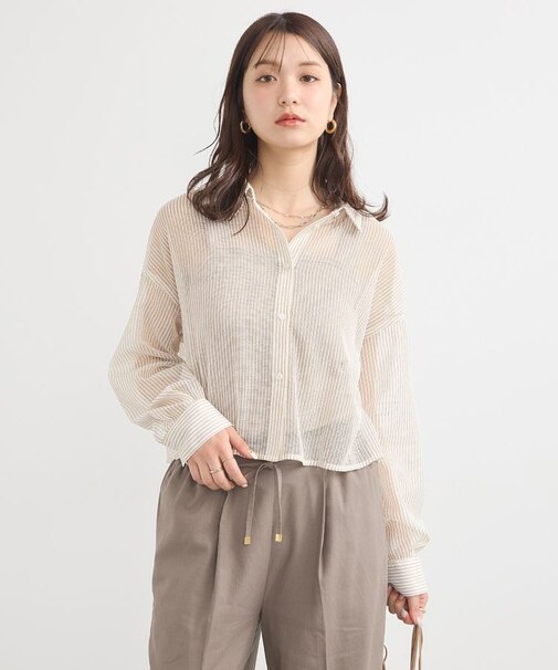 メッシュストライプショートシャツ