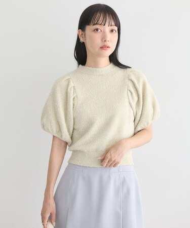 ボリュームスリーブラメニットプルオーバー