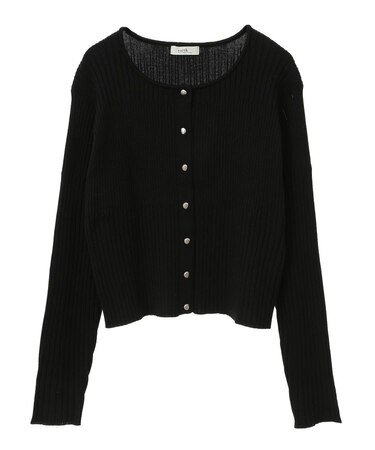 シルバープチ釦リブニットカーディガン