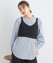SET2点透かしニットビスチェ＋シャツ