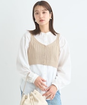 SET2点透かしニットビスチェ+シャツ