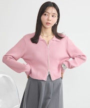 Wジップリブカーディガン