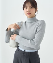 ラメタートルネックニットプルオーバー