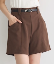 ベルト付きタブデザインショートパンツ