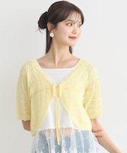 ミニスカラップ透かし編みニットカーディガン