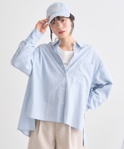 サイドスリットストライプオーバーシャツ