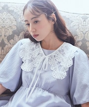 シアー刺繍レース付け襟