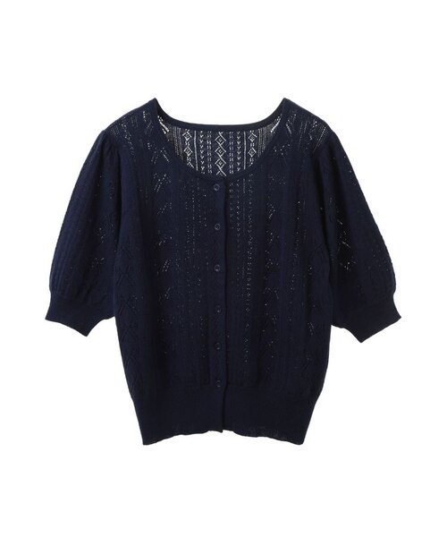 美品☆Rene☆リボン紺色ニットカーディガン☆34☆長袖トップス カーディガン ニット リボン[品番：TY000008212]｜teddyshop
