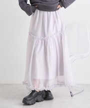 オーガンジーフリルヘムスカート