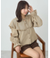 ラッフルカラーチェックブラウス