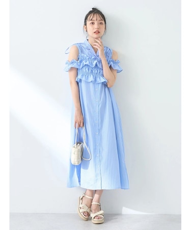SET2点シャーリングビスチェ×シャツワンピース
