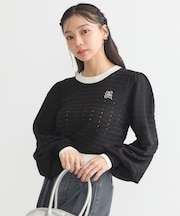 配色バックリボンプルオーバー