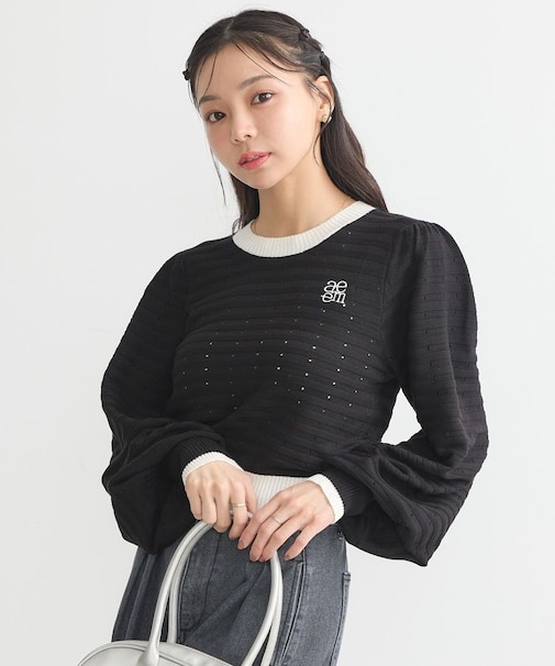配色バックリボンプルオーバー