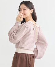 配色バックリボンプルオーバー