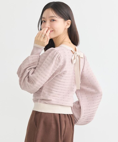 配色バックリボンプルオーバー