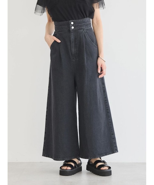 ダブルベルトデザインワイドパンツ