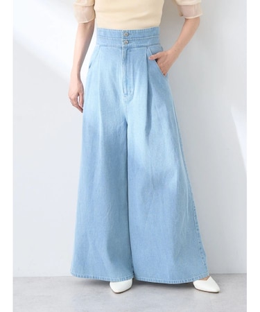 ダブルベルトデザインワイドパンツ