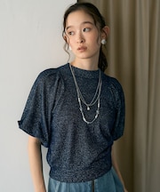 ラメモールパフスリニットプルオーバー