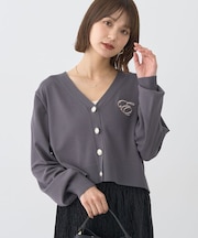 ロゴ刺繍カーディガン