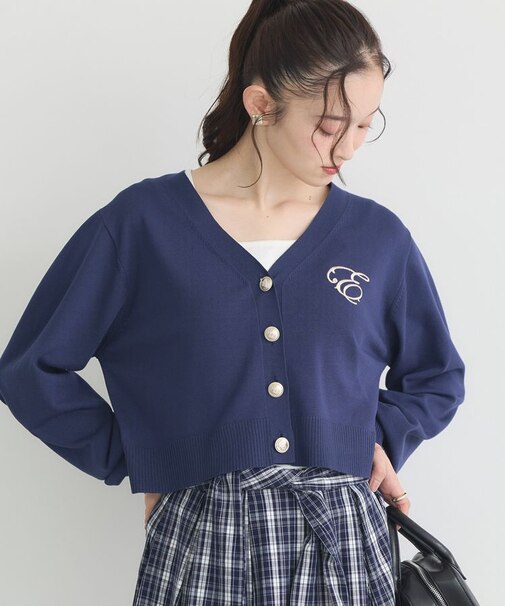 ロゴ刺繍カーディガン