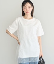 ニュアンス柄レースドッキングプルオーバー