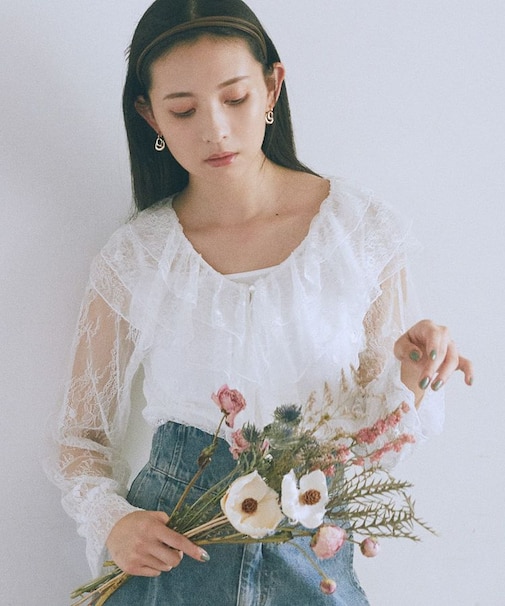 SET2点ラッフルレースブラウス＋キャミソール