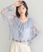 SET2点ラッフルレースブラウス＋キャミソール