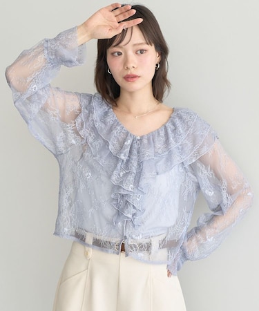 SET2点ラッフルレースブラウス＋キャミソール