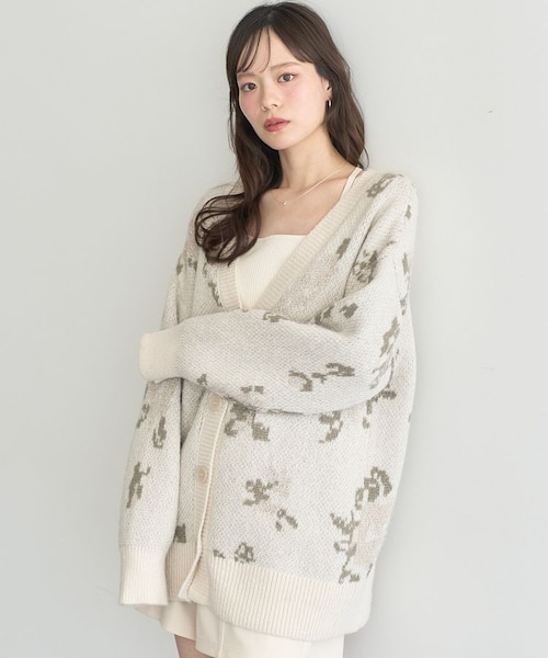 FOXEY フォクシー◇カーディガン 38 花柄 フラワージャガード アイボリー FOXEY フォクシー◇カーディガン 38 花柄 フラワージャガード