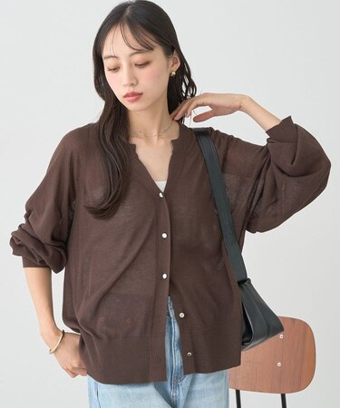 キーネックシアーカーディガン