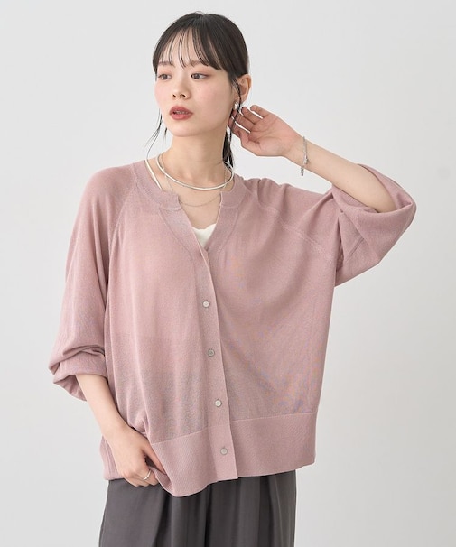 キーネックシアーカーディガン