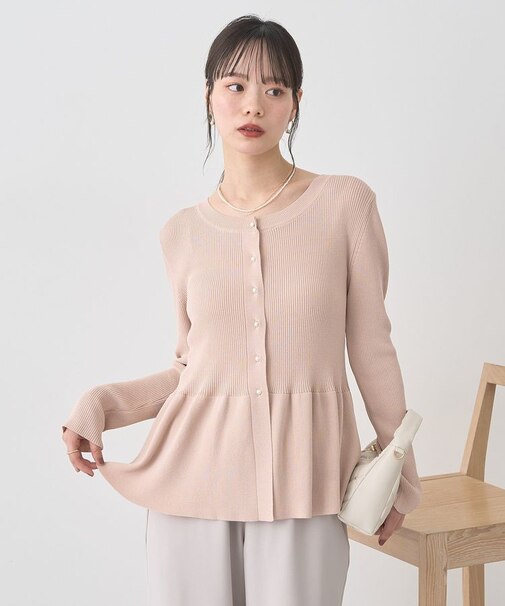 ペプラムニットカーディガン