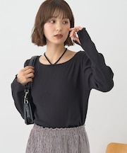 チェーンリブホルターネックプルオーバー