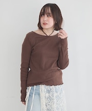 チェーンリブホルターネックプルオーバー