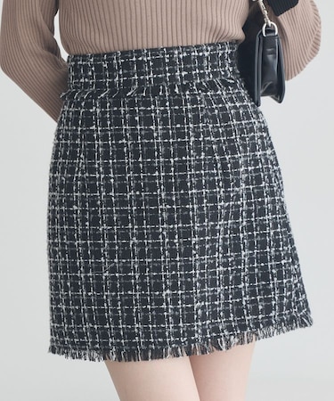 フリンジツイードミニスカート