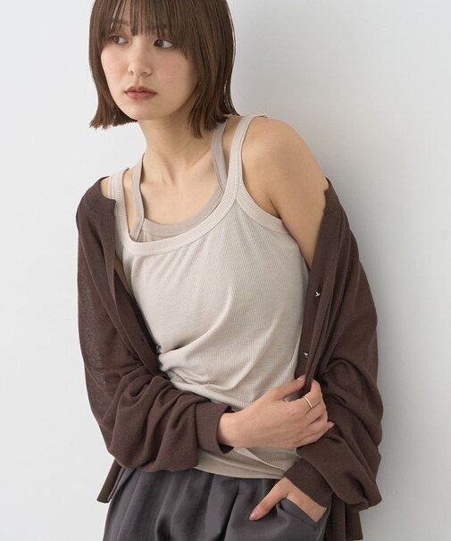 配色レイヤードタンクトップ