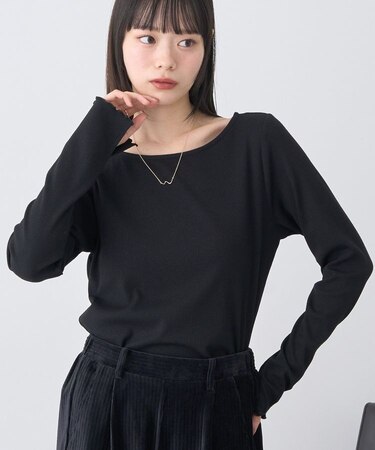 ラメテレコボートネックプルオーバー