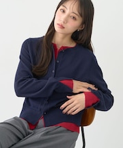 バイカラーレイヤード風カーディガン