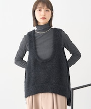 フェザーUネックニットベスト