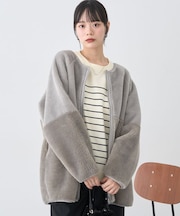 ノーカラーフェイクムートンコート