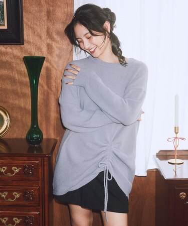 パウダーシャギーシャーリングニットミニワンピース