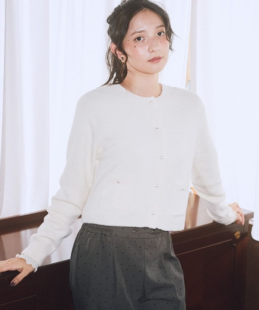 パウダーシャギークルーネックカーディガン