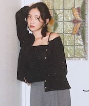 SET2点フラワースパンコールカーデ＋ビスチェ