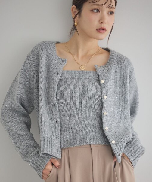 SET2点フラワースパンコールカーデ＋ビスチェ